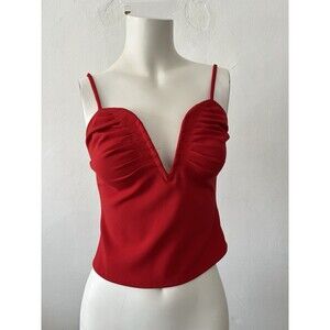 Astr The Label Camisole Tank S Red Pleated Romantic Urban Club Date Night
